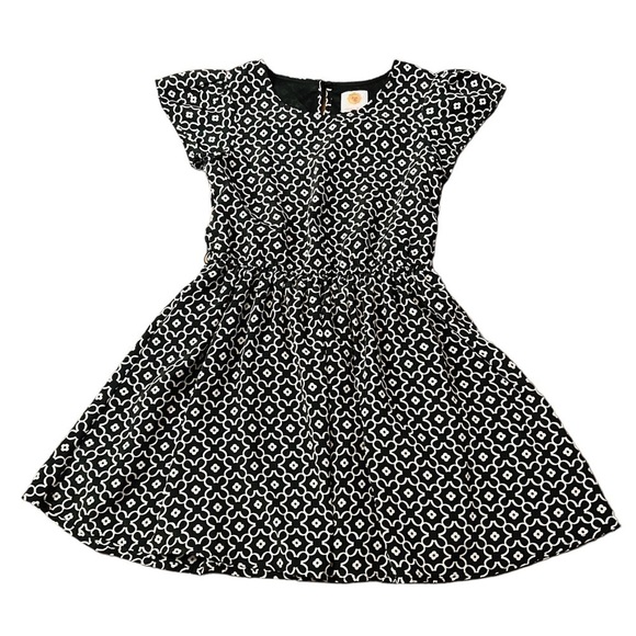 TOTAL GIRL CASUAL SHORT SLEEVE BLACK AND WHITE FLORAL PATTERN DRESS EST SZ 10 - Picture 1 of 11